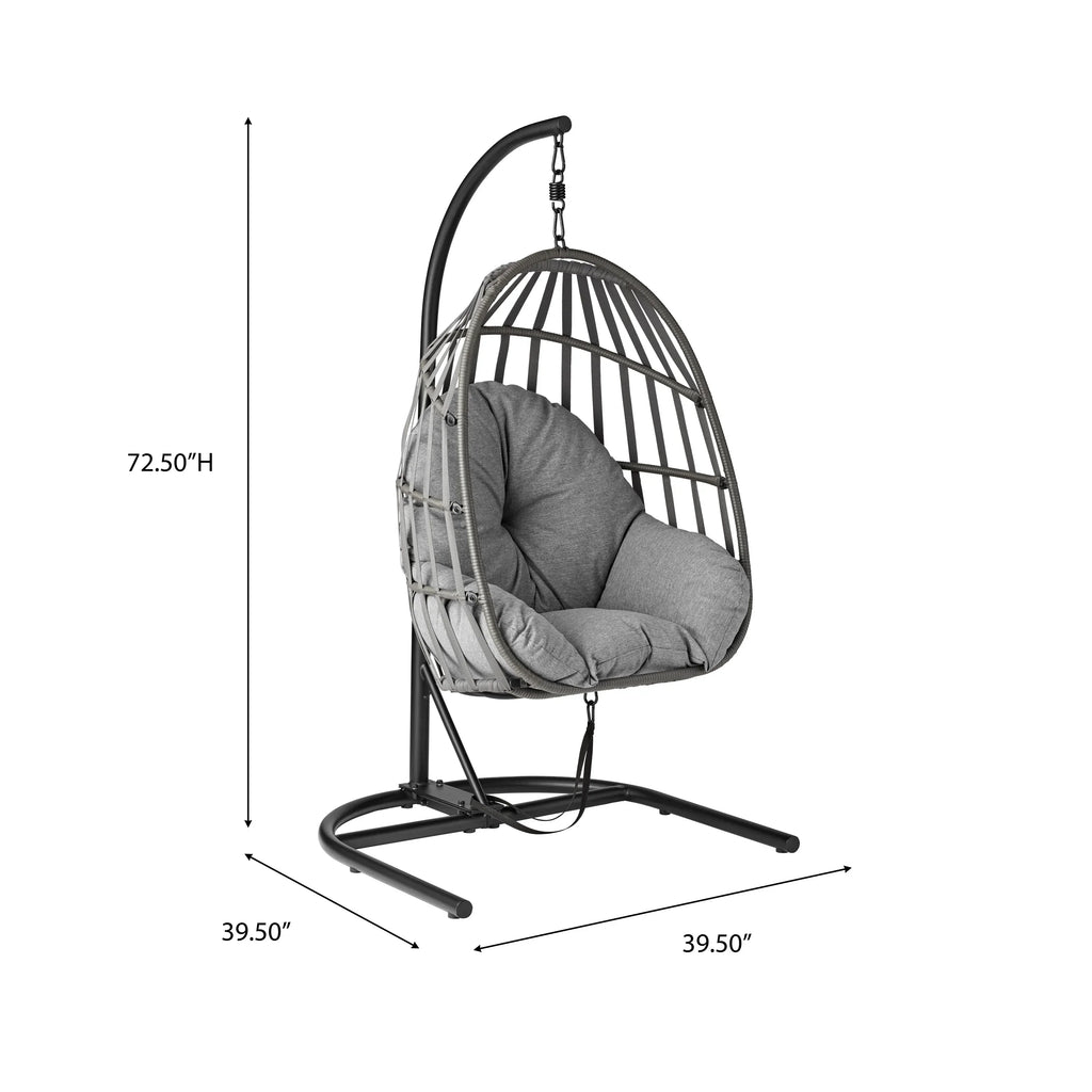 Nouveauté 2026 – Fauteuil suspendu œuf en osier d'extérieur Mainstays, gris, collection