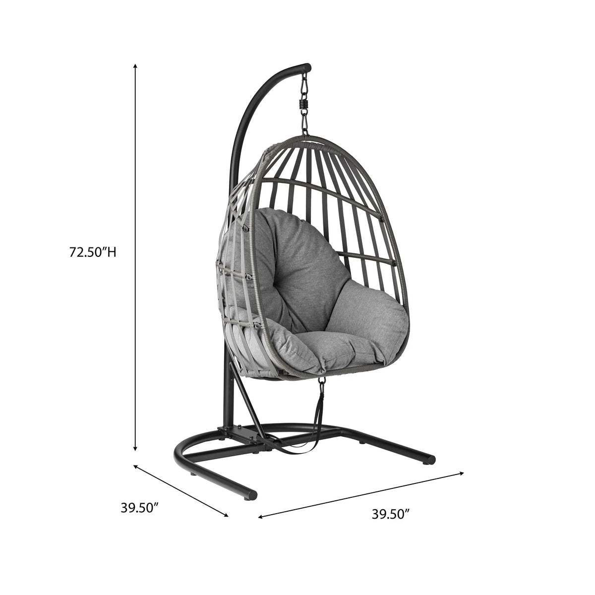 Nouveauté 2026 – Fauteuil suspendu œuf en osier d'extérieur Mainstays, gris, collection