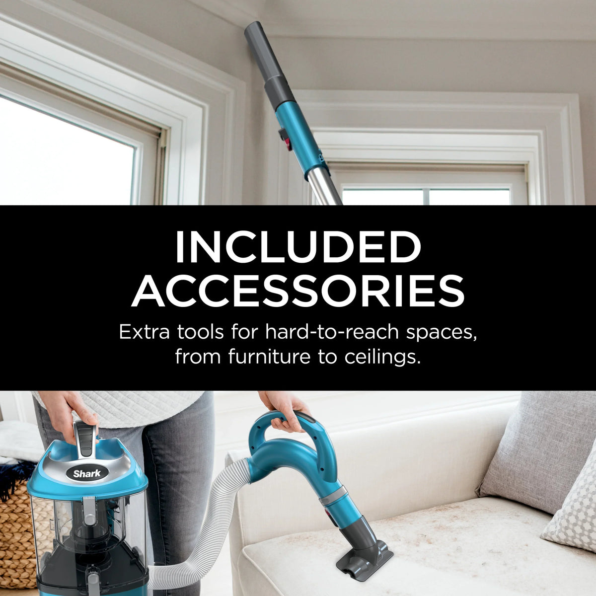 Nouveauté 2026 – Aspirateur vertical Shark Navigator Lift-Away : aspiration puissante, sans sac, pour sols durs et moquettes, grand bac à poussière, filtre HEPA, direction pivotante, suceur plat et brosse pour tissus d'ameublement, NV380, bleu