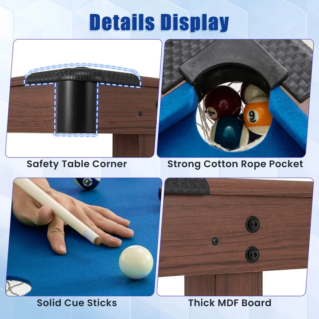 Nouveauté 2026 – Table de billard Costway 48" (122 cm) pour enfants et adultes avec jeu complet de boules, 2 queues de billard et 2 craies vertes