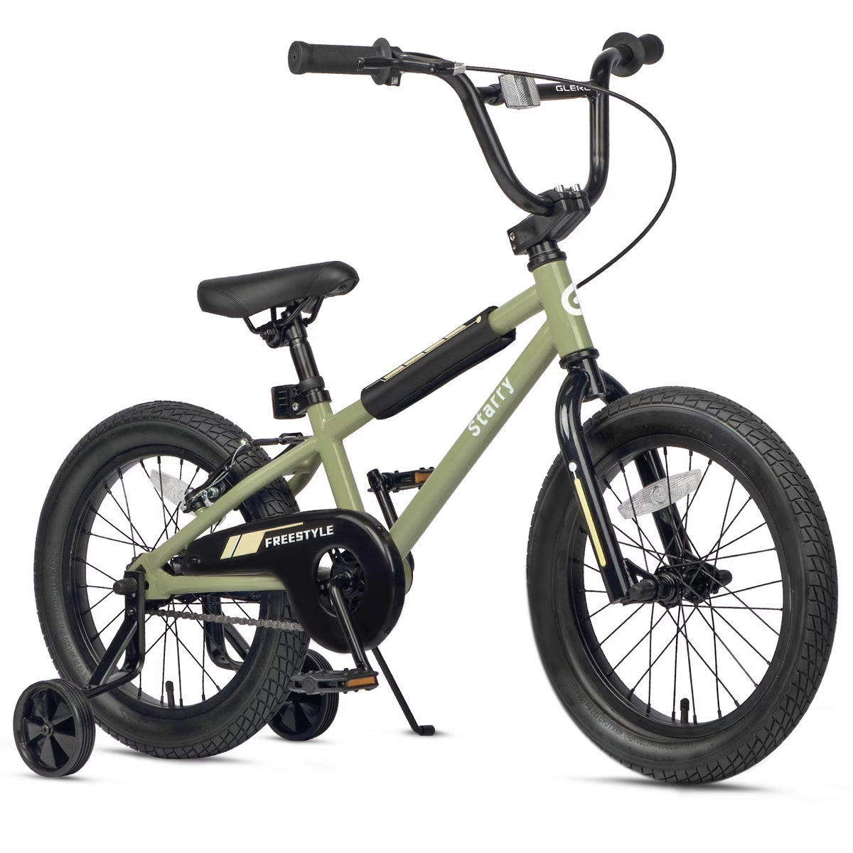 Nouveauté 2026 – Vélo Glerc pour enfants de 3 à 5 ans, style BMX, avec stabilisateurs et frein à rétropédalage, bleu. Convient aux garçons et aux filles de 3 à 5 ans