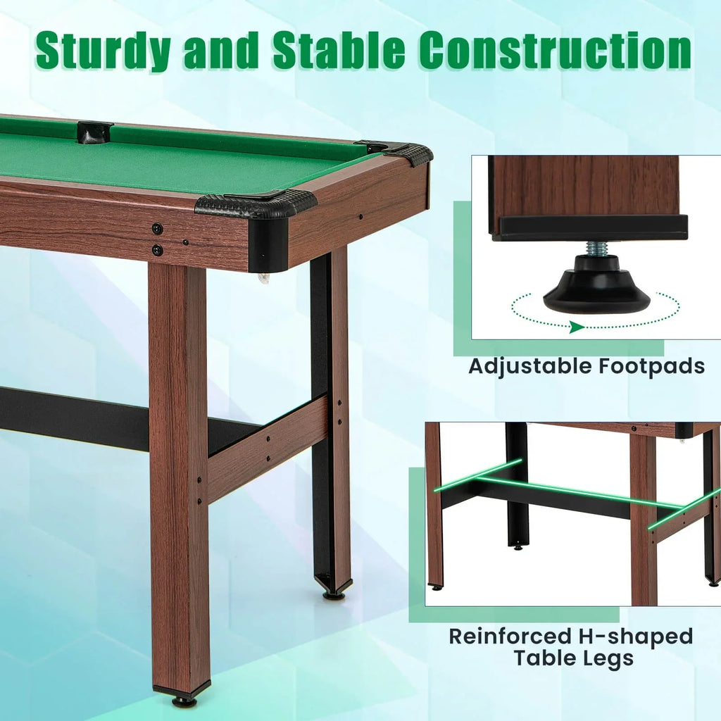 Nouveauté 2026 – Table de billard Costway 48" (122 cm) pour enfants et adultes avec jeu complet de boules, 2 queues de billard et 2 craies vertes