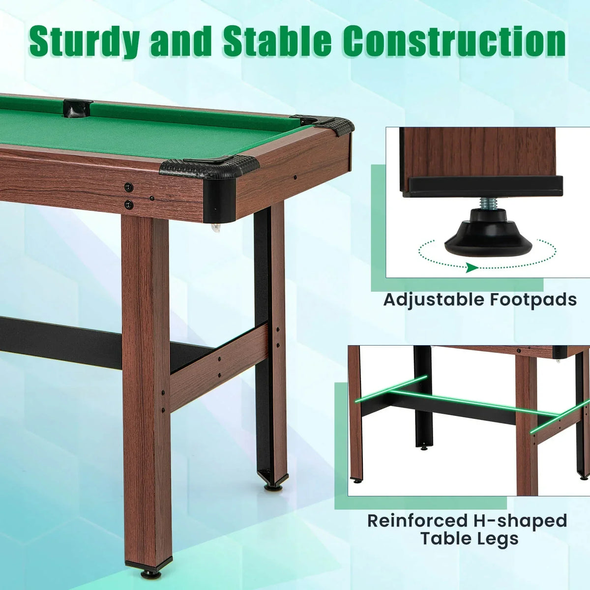 Nouveauté 2026 – Table de billard Costway 48" (122 cm) pour enfants et adultes avec jeu complet de boules, 2 queues de billard et 2 craies vertes