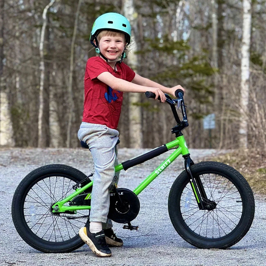 Nouveauté 2026 – Vélo Glerc pour enfants de 3 à 5 ans, style BMX, avec stabilisateurs et frein à rétropédalage, bleu. Convient aux garçons et aux filles de 3 à 5 ans