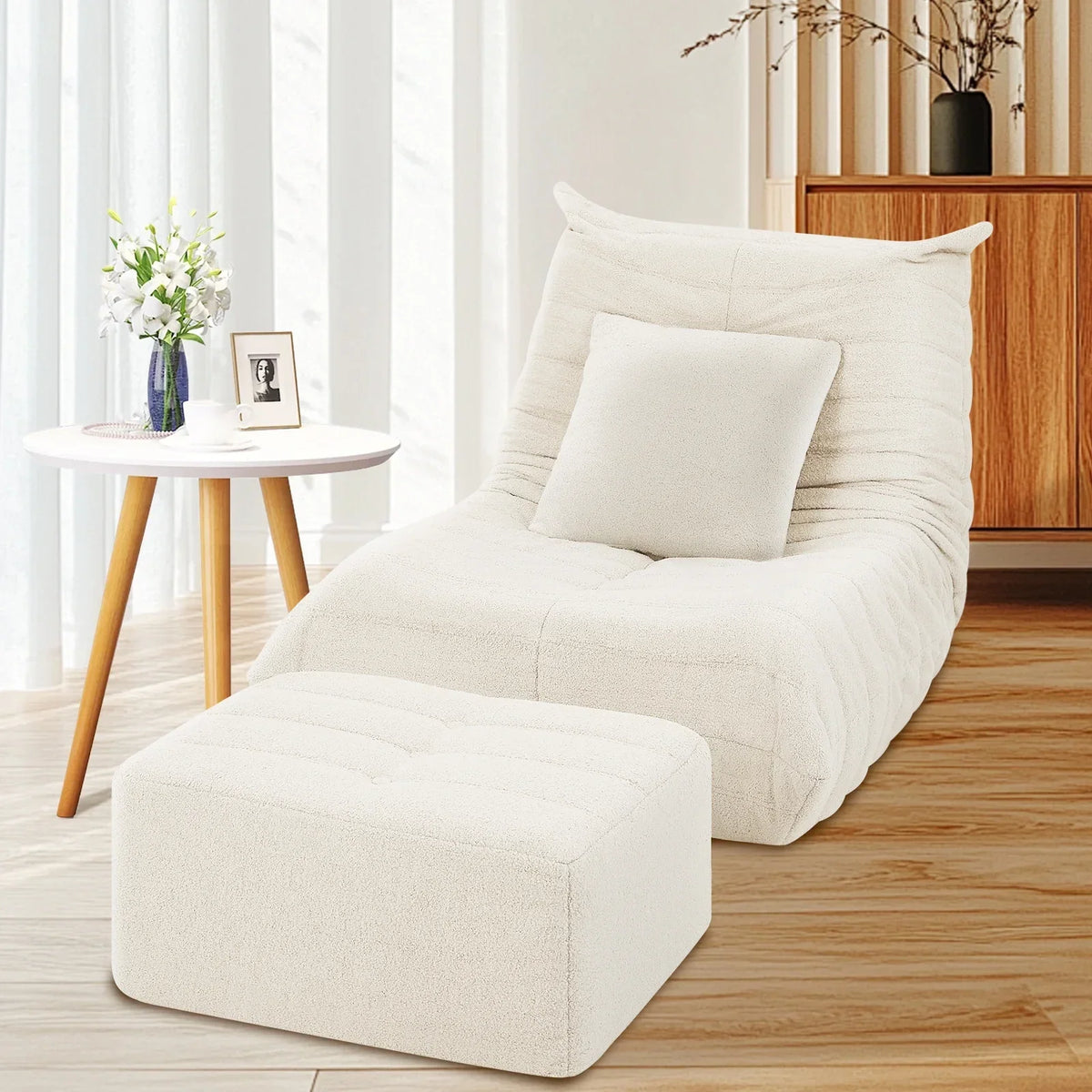Nouveauté 2026 – Fauteuils poufs VFD pour adultes, pouf avec repose-pieds, canapé lounge confortable en mousse à mémoire de forme, fauteuil de lecture idéal pour la chambre et le salon, canapé de sol relaxant