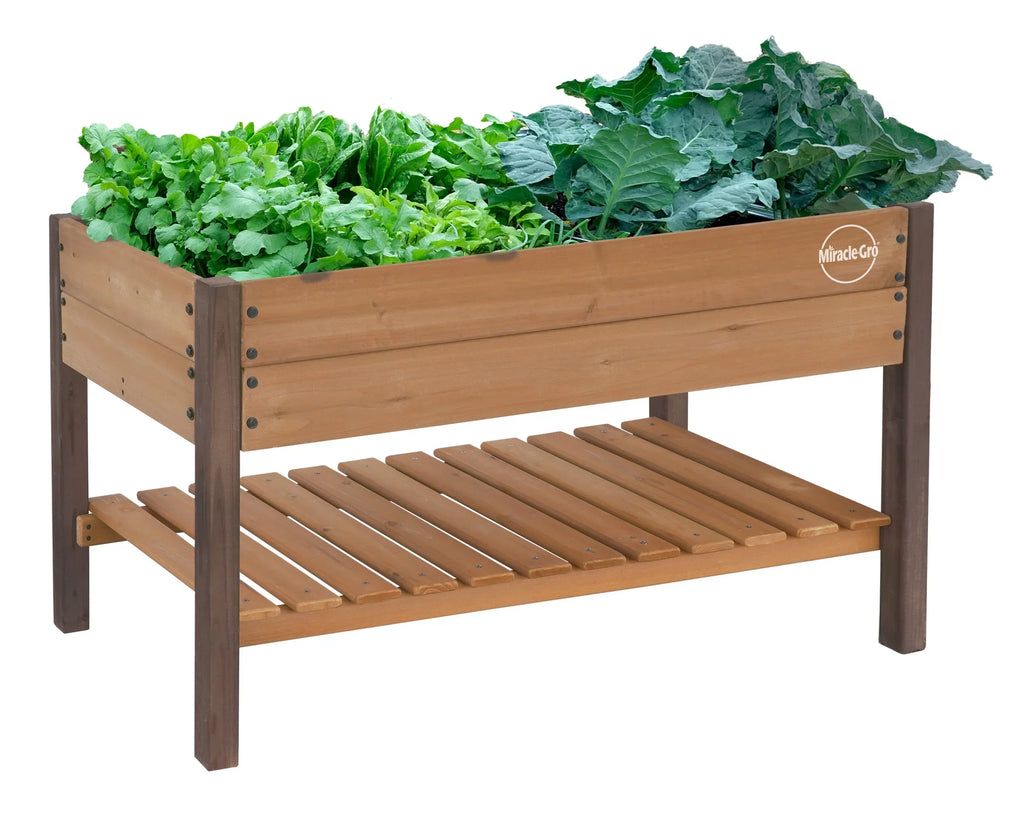 Nouveauté 2026 – Jardinière surélevée Miracle-Gro en bois de 60 x 120 cm avec étagère