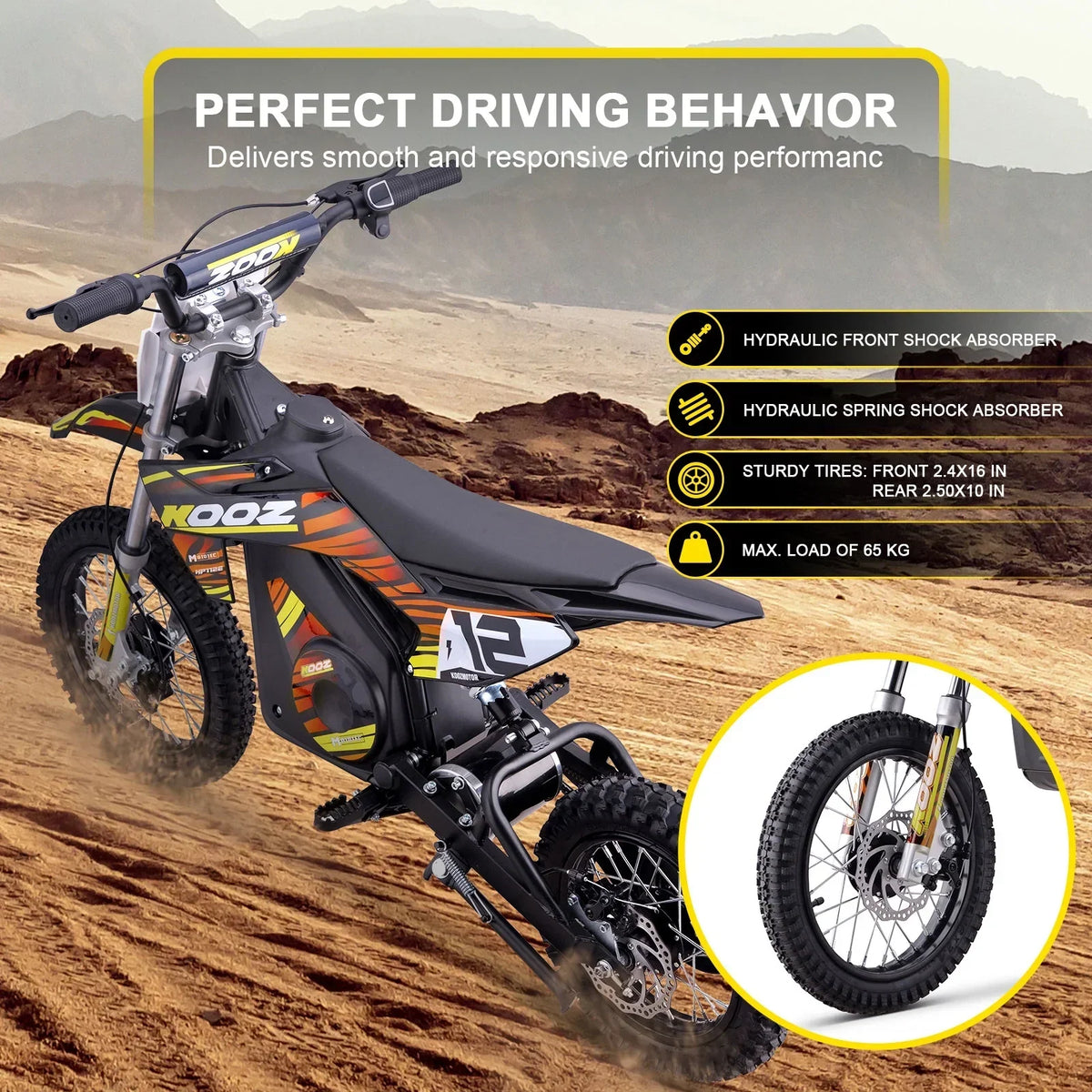 Nouveauté 2026 – Moto tout-terrain électrique MotoTec 36 V 1000 W (HP112E) bleue
