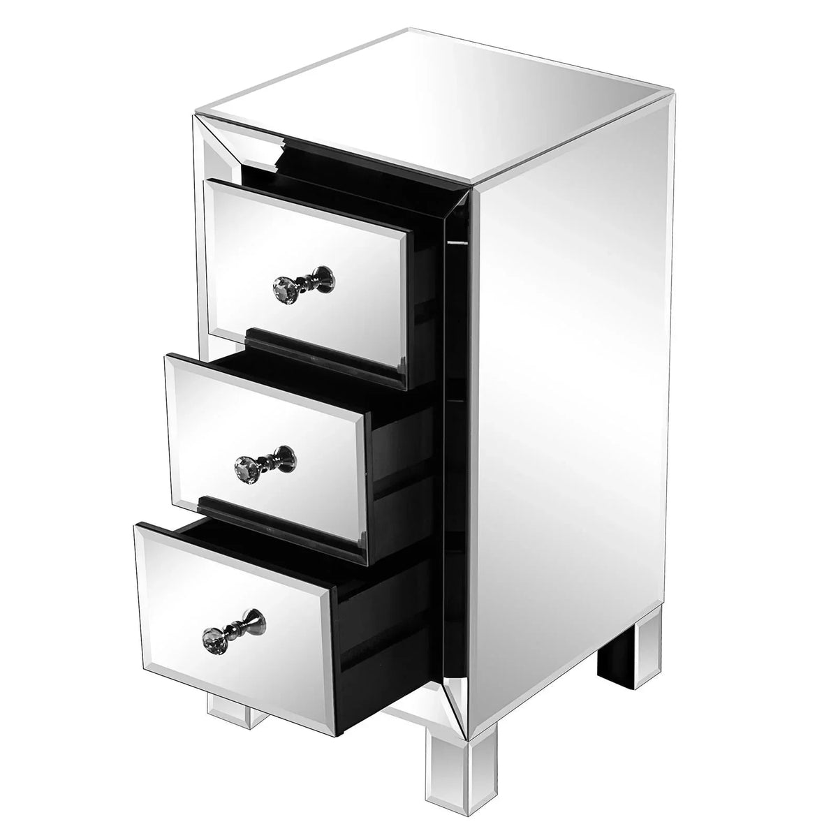 Nouveauté 2026 – Table de chevet Zimtown en verre miroir avec 3 tiroirs et rangement pour chambre à coucher