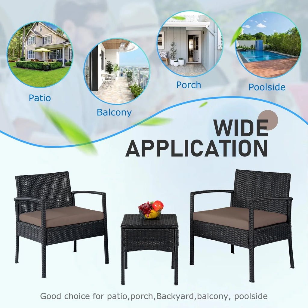 Nouveauté 2026 – Ensemble de mobilier de jardin Tappio , 3 pièces, style bistro, comprenant des chaises de conversation en rotin, une table d'appoint et des coussins. Idéal pour balcon, jardin ou terrasse. Couleur : rouge