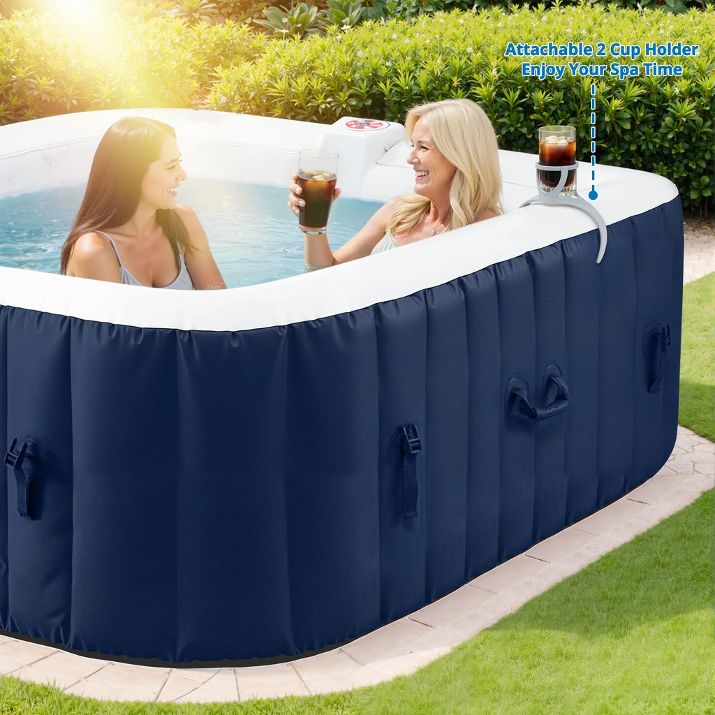 Nouveauté 2026 – Spa gonflable portable d'extérieur , 185 cm (73 pouces), 4 à 6 personnes, avec panneau de commande, 130 jets, couverture isolante et protection de fond, température jusqu'à 40 °C (104 °F), gris