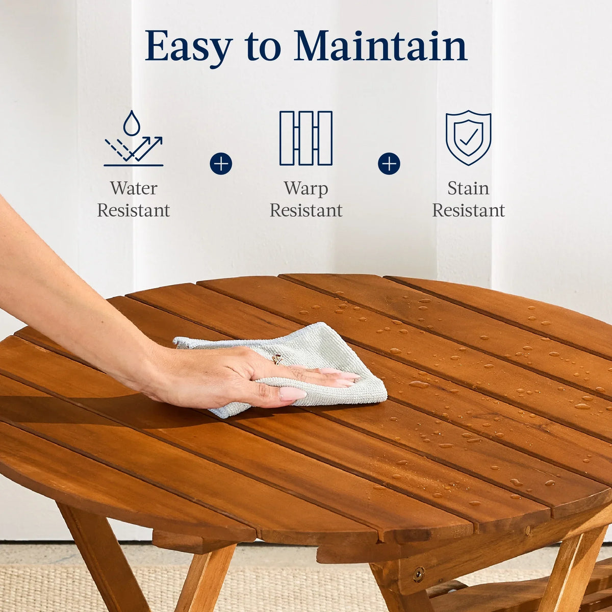 Nouveauté 2026 – Ensemble bistro 3 pièces en bois d'acacia Best Choice Products , mobilier de patio pliant avec 2 chaises et une table - Naturel