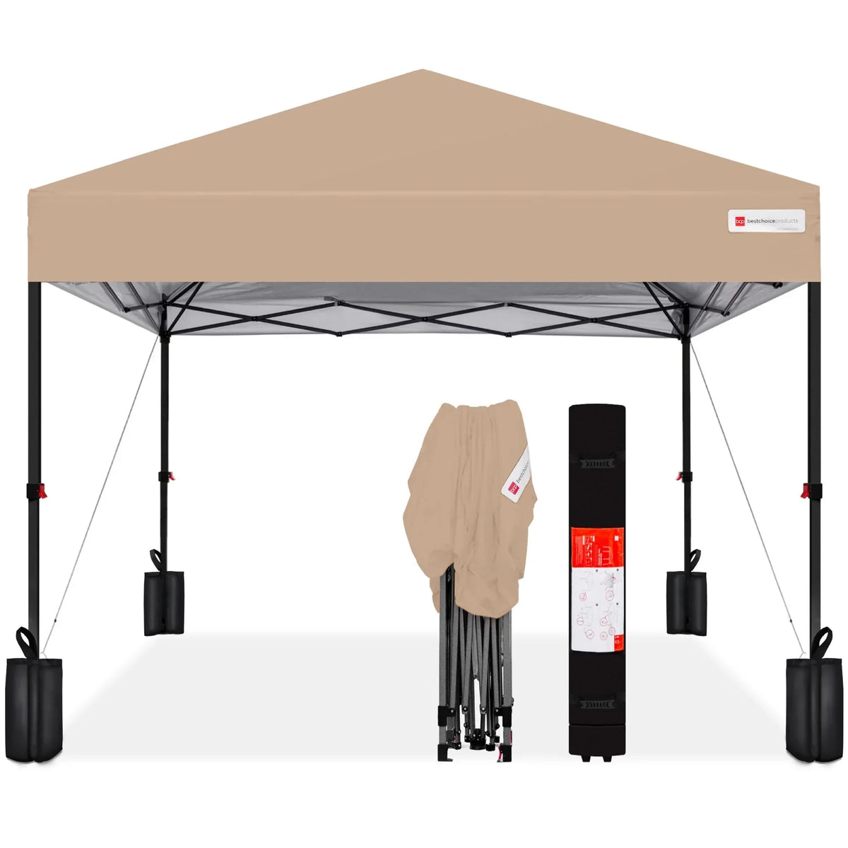 Nouveauté 2026 – Best Choice Products 3,66 m x 3,66 m - Abri pliant facile à monter avec installation en un clic, sac à roulettes et 4 sacs de lestage - Bleu marine