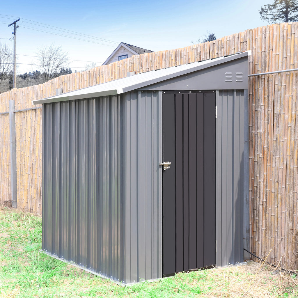 Nouveauté 2026 – Abri de jardin VEIKOUS , 2,44 m x 1,22 m, avec porte coulissante verrouillable et aérations, pour jardin, terrasse et pelouse, gris