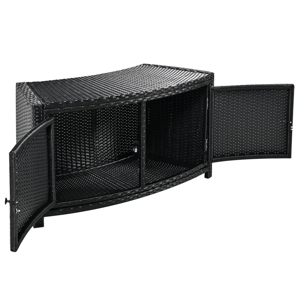 Nouveauté 2026 – Ensemble de mobilier de jardin Round pour spa , canapé d'angle en rotin avec mini-canapé, rangement pour spa en bois d'acacia massif, coussins gris