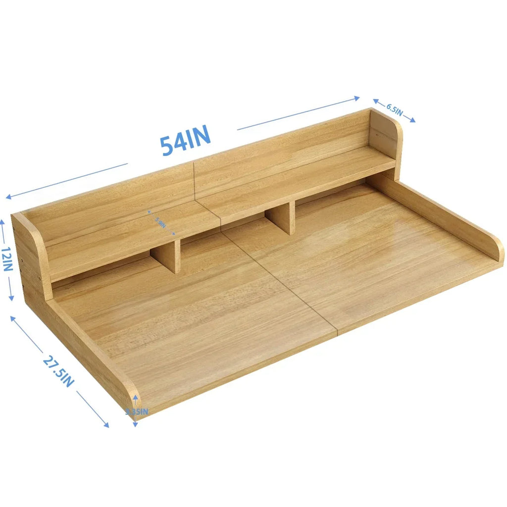 Nouveauté 2026 – Plan de travail Wood à 2 niveaux avec rebords, 137 cm L x 70 cm P, pour laveuse et sécheuse, idéal pour l'organisation et le rangement de la buanderie, couleur noyer