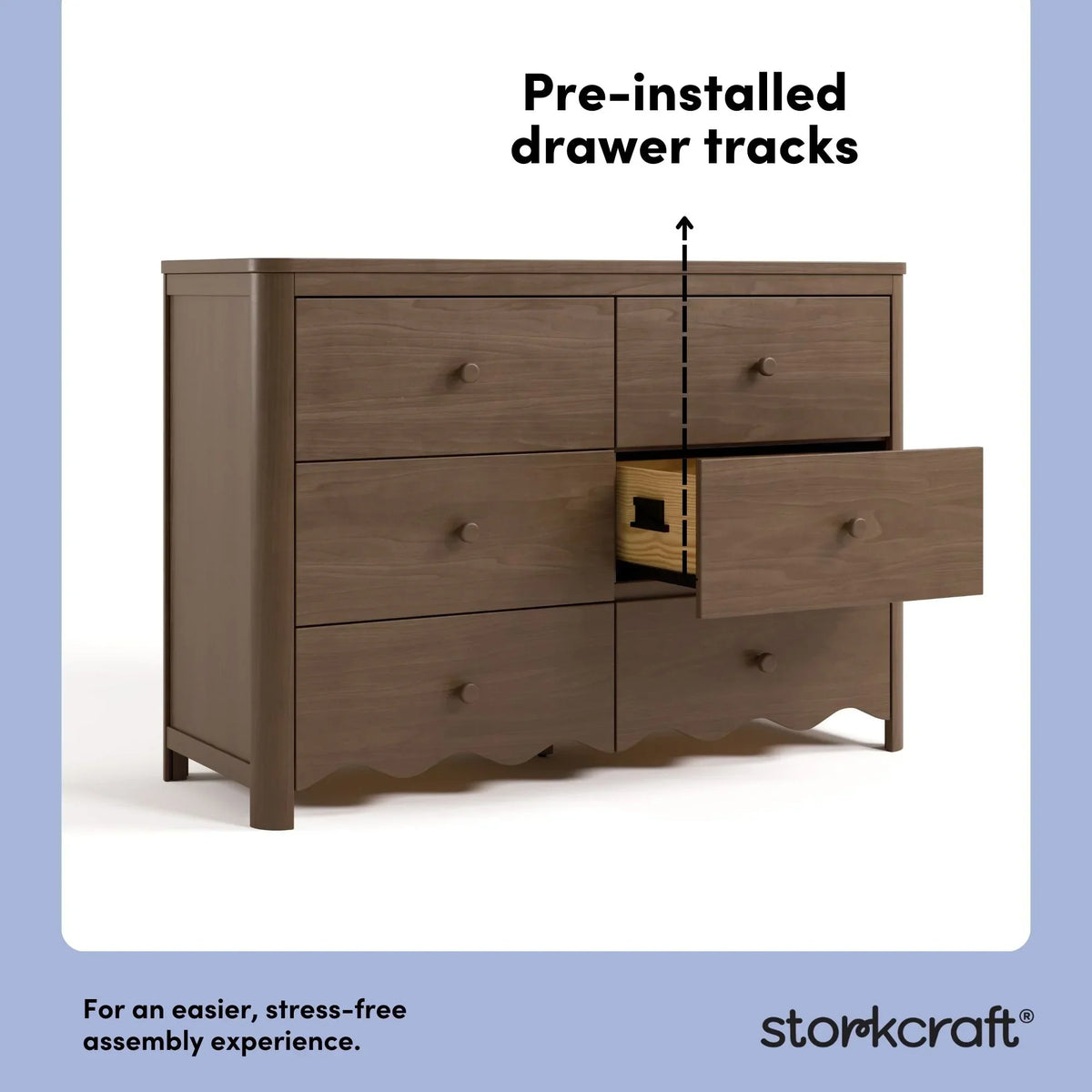Nouveauté 2026 – Commode pour chambre d'enfant Storkcraft Casablanca 6 tiroirs, couleur sauge