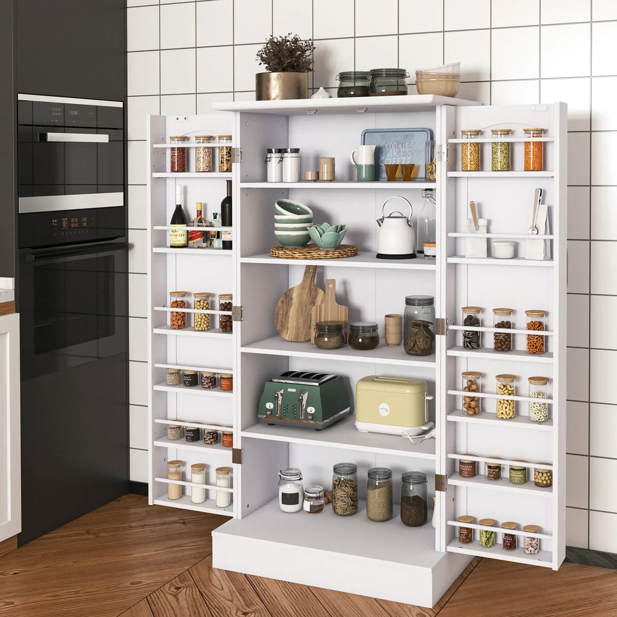 Nouveauté 2026 – Meuble de cuisine 47 , buffet blanc avec portes et étagères réglables, cuisine