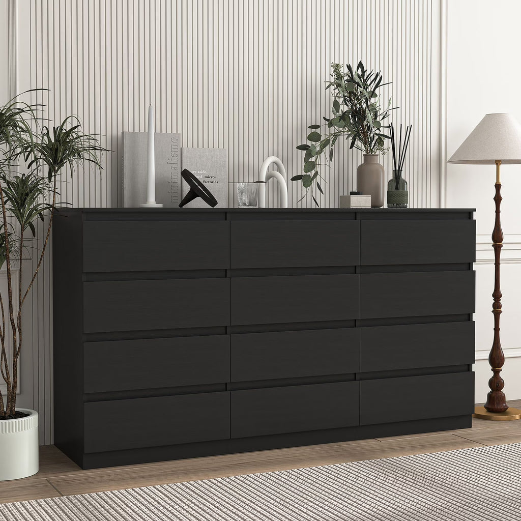 Nouveauté 2026 – Commode Resenkos moderne style milieu du siècle, 6 tiroirs, large, pour chambre à coucher, grise