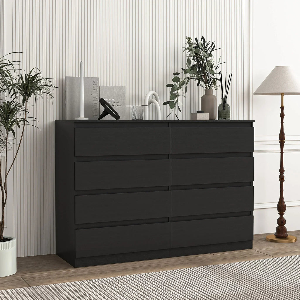Nouveauté 2026 – Commode Resenkos moderne style milieu du siècle, 6 tiroirs, large, pour chambre à coucher, grise