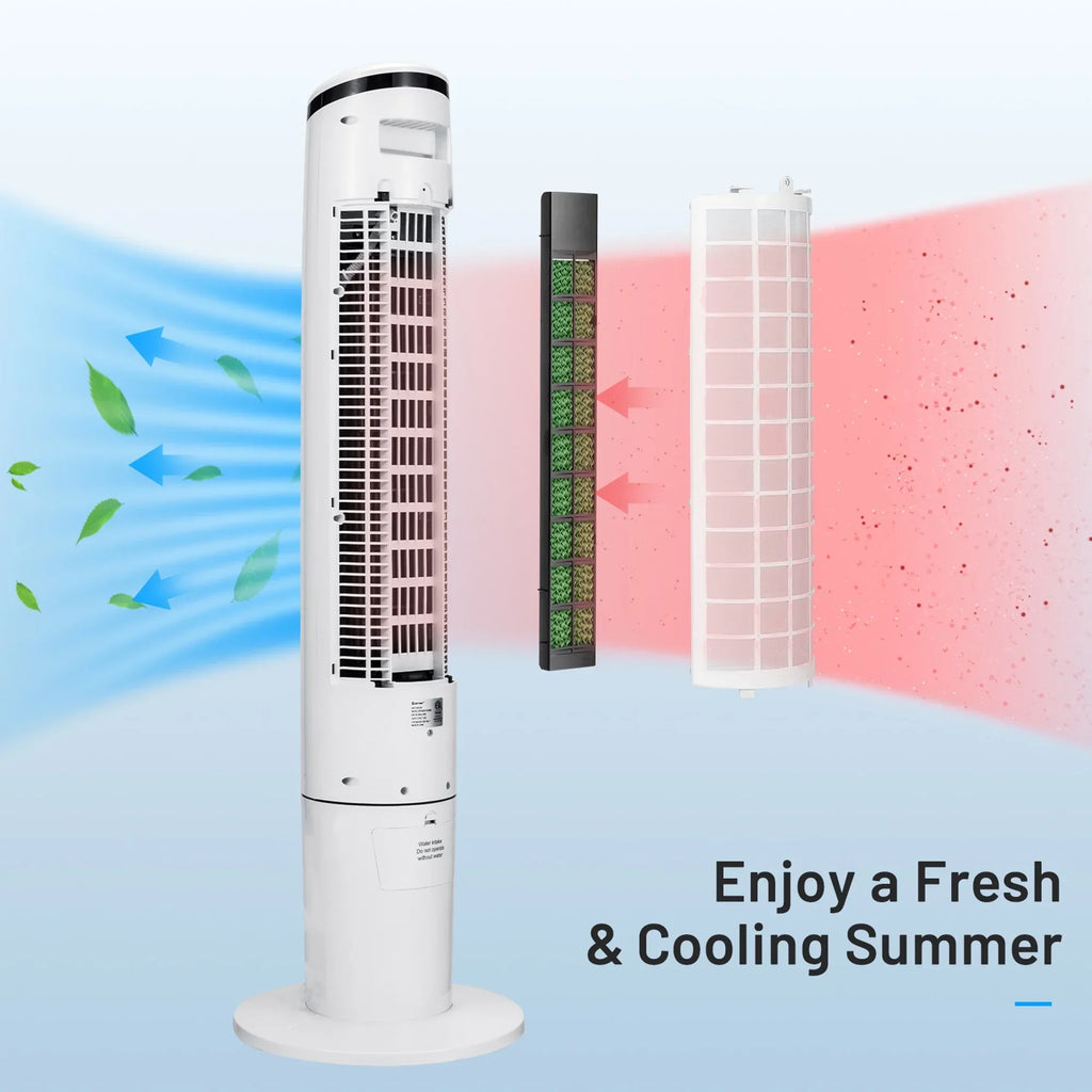 Nouveauté 2026 – Ventilateur tour Gymax 41'' 3 en 1 avec humidificateur et rafraîchisseur d'air par évaporation, télécommande incluse