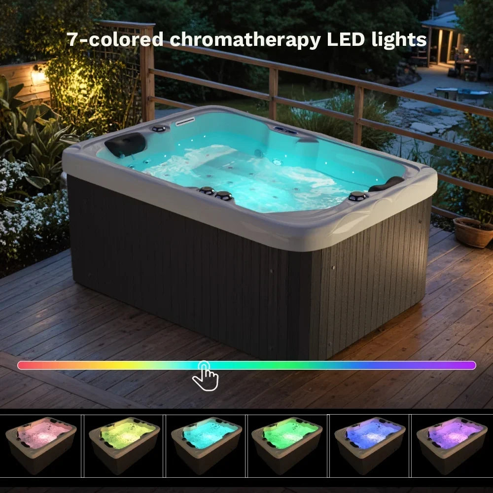 Nouveauté 2026 – Spa extérieur Patiowell 2 places , 41 jets de massage, éclairage LED, système de purification d'eau intégré, 900 L, noir