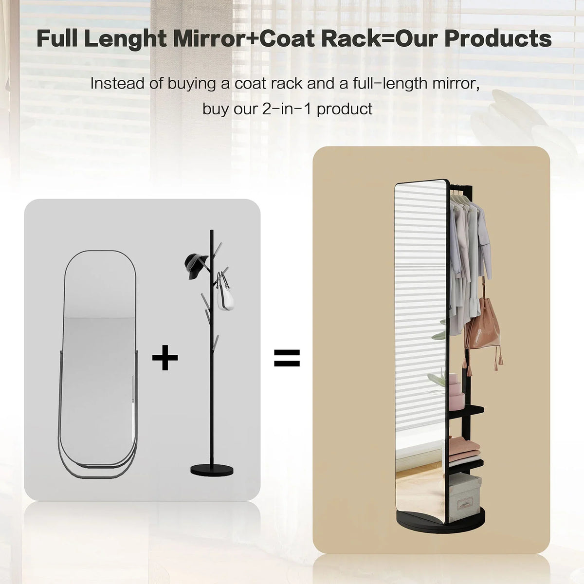 Nouveauté 2026 – Miroir pleine longueur , cadre en bois d'hévéa, 167 x 45 cm (65,7 x 17,7 pouces), idéal pour les dressings et les espaces de vie, pour une utilisation polyvalente