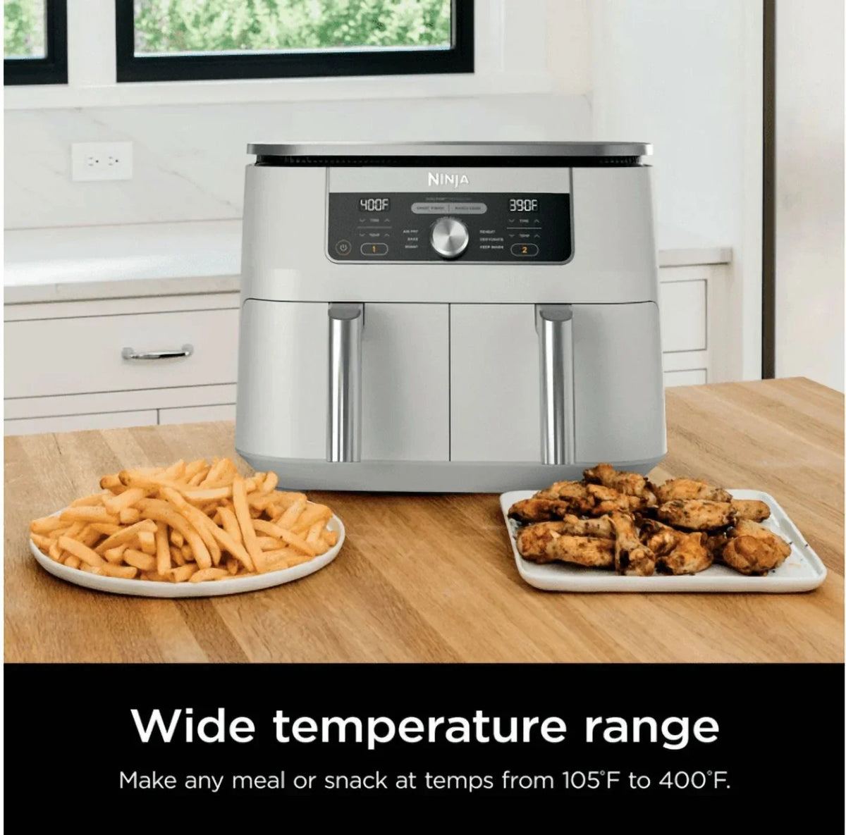 Nouveauté 2026 – Friteuse à air Ninja Foodi 6-en-1, 8 pintes (7,6 L) à 2 paniers avec technologie DualZone - Blanche