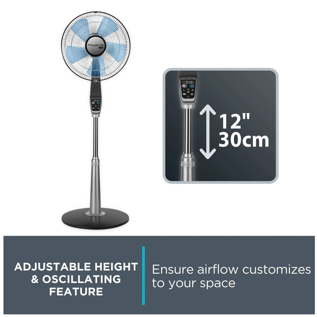Nouveauté 2026 – Ventilateur sur pied Rowenta Turbo Silence avec télécommande, 53 pouces, portable, 5 vitesses, VU5670