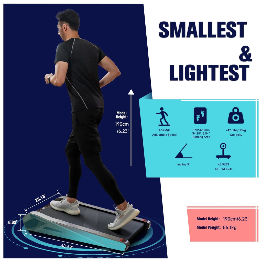 Nouveauté 2026 – Tapis de marche électrique Egofit Walker Pro , le plus petit modèle à placer sous un bureau, pour la maison, 2 CV, inclinaison de 5°