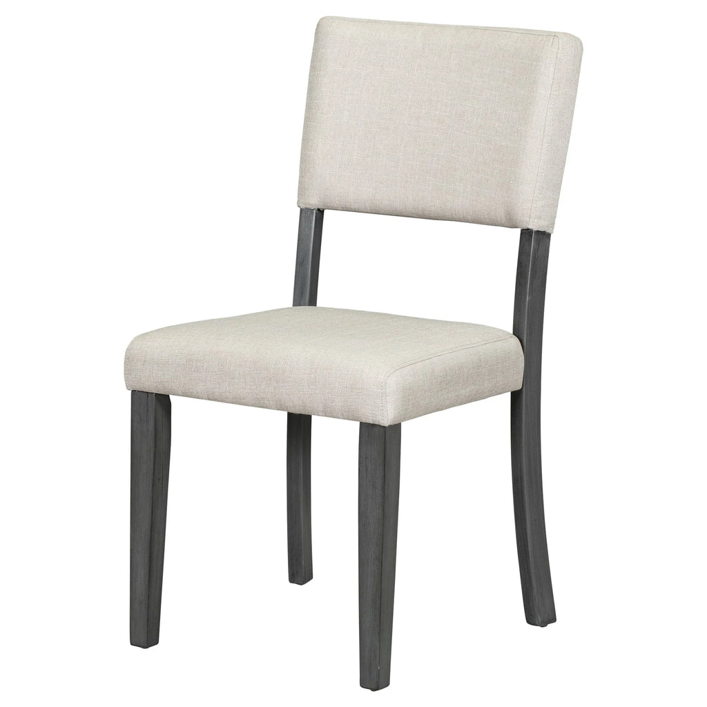Nouveauté 2026 – Ensemble de salle à manger rond rétro 5 pièces avec 4 chaises rembourrées, table en bois avec pieds incurvés de style tréteau
