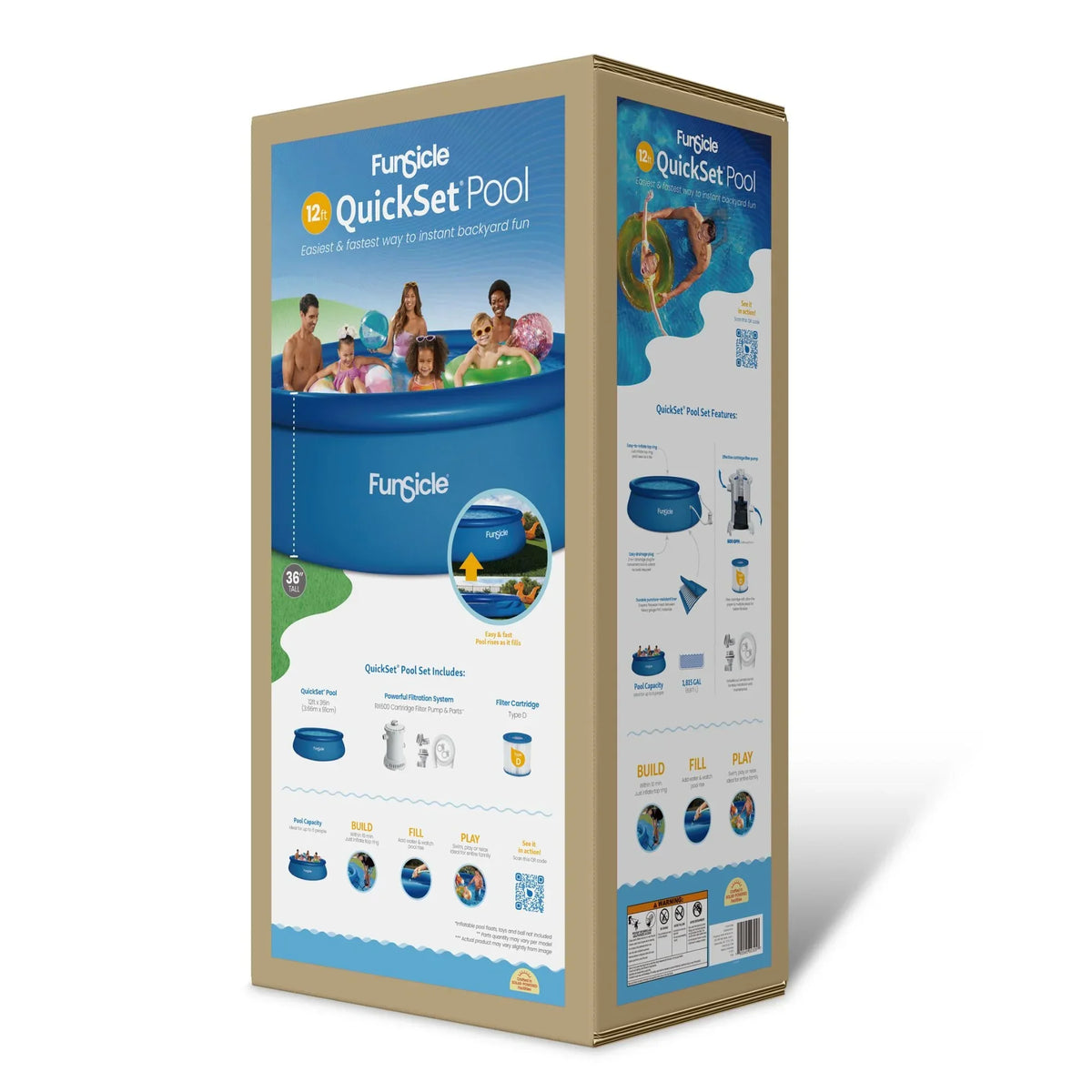 Nouveauté 2026 – Piscine hors sol ronde Funsicle QuickSet de 2,4 m (8 pi), à partir de 6 ans