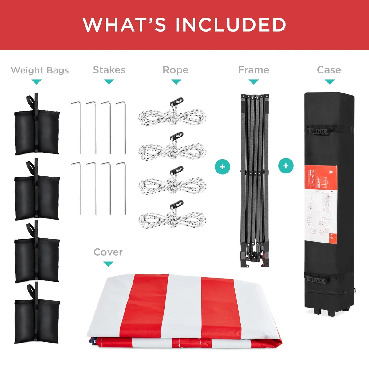 Nouveauté 2026 – Best Choice Products 3,66 m x 3,66 m - Abri pliant facile à monter avec installation en un clic, sac à roulettes et 4 sacs de lestage - Bleu marine