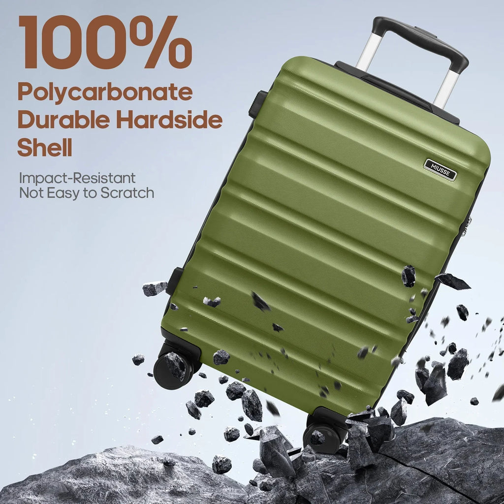 Nouveauté 2026 – Ensemble de bagages MIUSSE , 3 pièces : valise cabine 20 pouces à roulettes, coque rigide 100 % PC avec serrure TSA, conforme aux normes des compagnies aériennes, avec sac à dos de voyage pour hommes et femmes