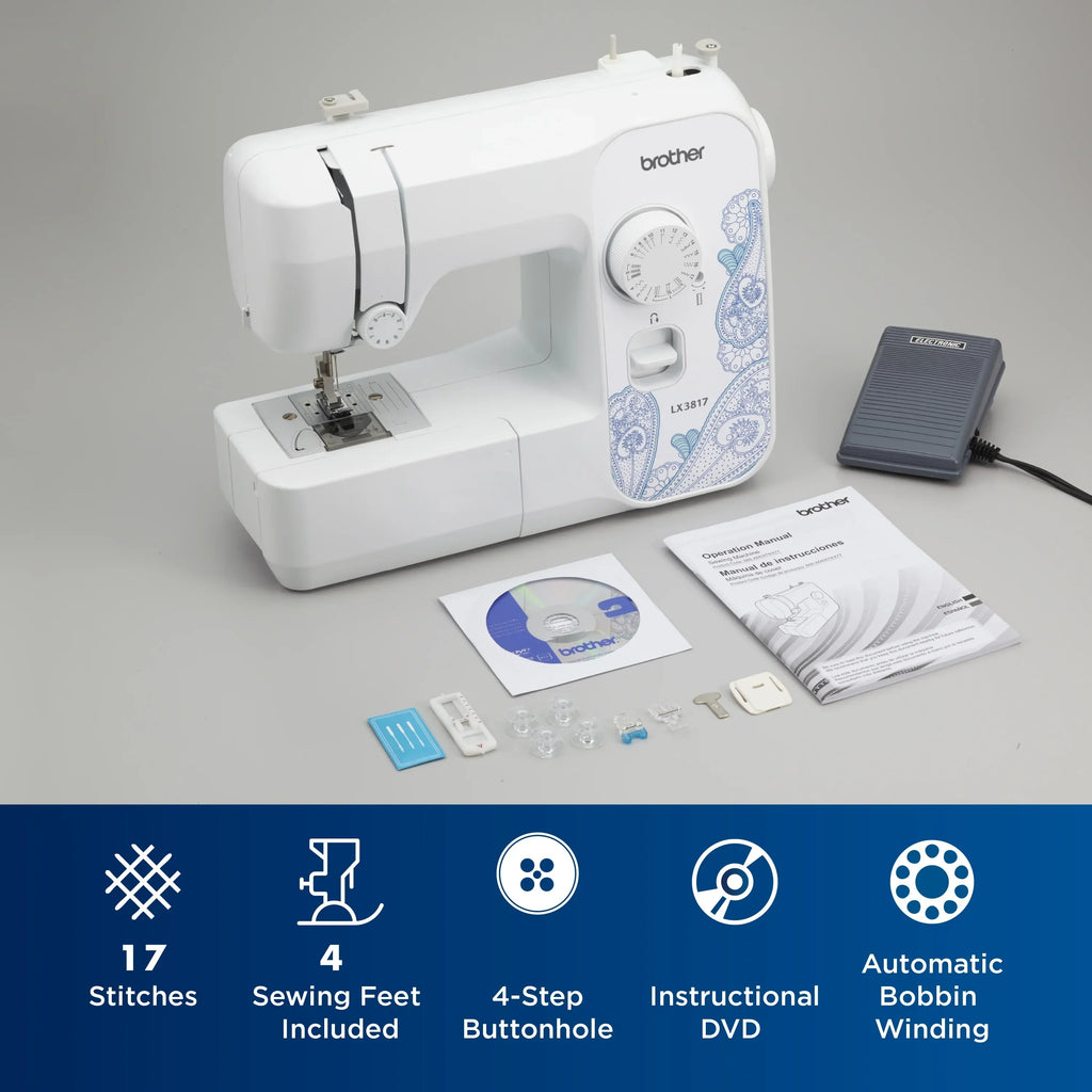 Nouveauté 2026 – Machine à coudre Brother LX3817 pour débutants, 17 points