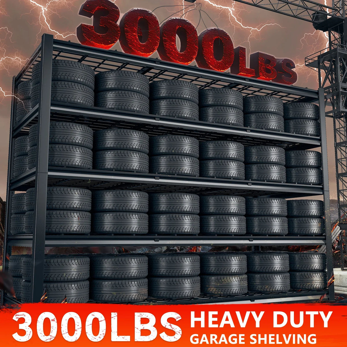 Nouveauté 2026 – Étagère de garage REIBII , 152 cm (L) x 61 cm (P) x 183 cm (H), robuste, supportant jusqu'à 1360 kg (3000 lb), réglable, 5 niveaux, en métal