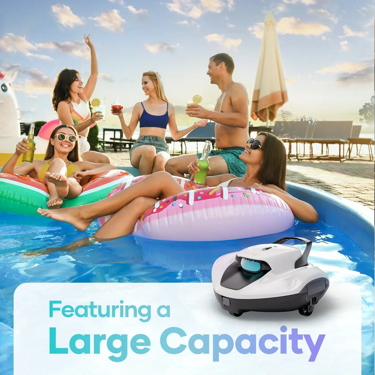 Nouveauté 2026 – Nettoyeur de piscine robotisé automatique sans fil Aiper Scuba 800W pour piscines hors sol