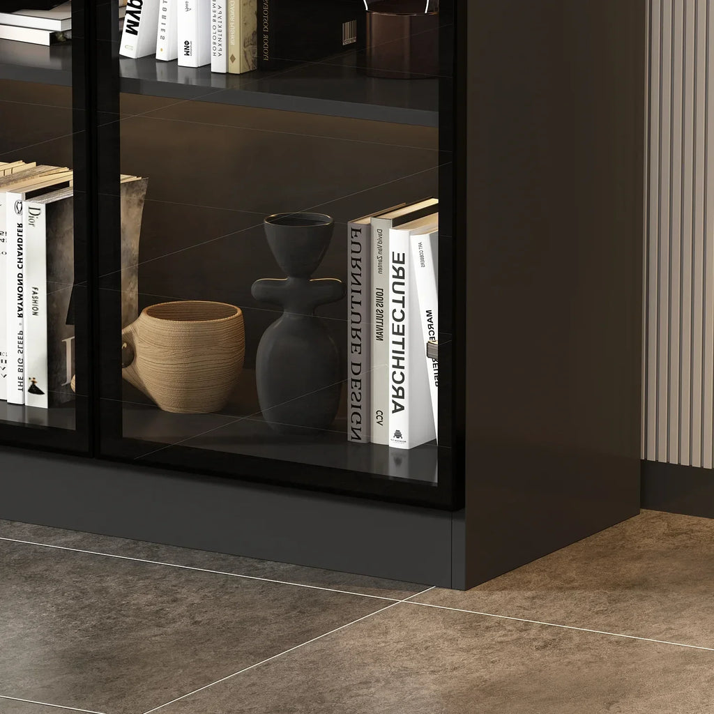Nouveauté 2026 – Bibliothèque/organisateur KULAGAGA avec éclairage LED, vitrine robuste avec porte vitrée pour salon, 80 cm de large