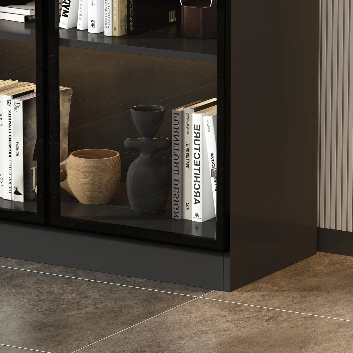 Nouveauté 2026 – Bibliothèque/organisateur KULAGAGA avec éclairage LED, vitrine robuste avec porte vitrée pour salon, 80 cm de large