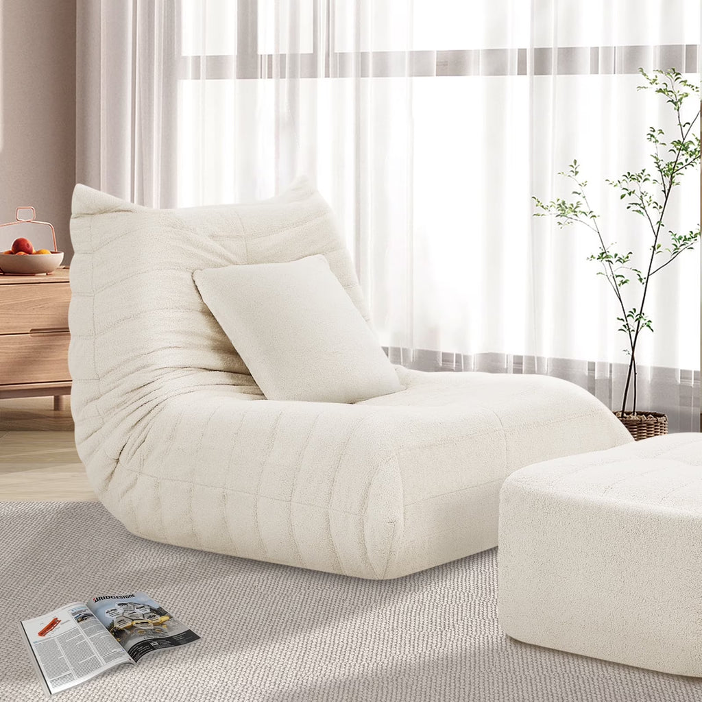 Nouveauté 2026 – Fauteuils poufs VFD pour adultes, pouf avec repose-pieds, canapé lounge confortable en mousse à mémoire de forme, fauteuil de lecture idéal pour la chambre et le salon, canapé de sol relaxant