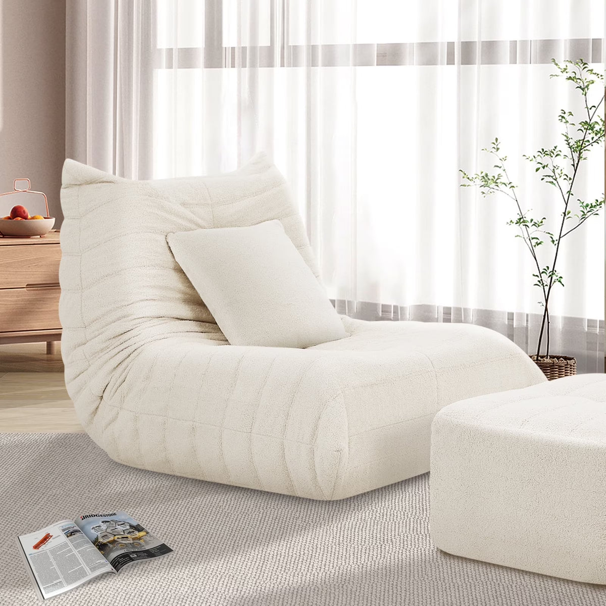 Nouveauté 2026 – Fauteuils poufs VFD pour adultes, pouf avec repose-pieds, canapé lounge confortable en mousse à mémoire de forme, fauteuil de lecture idéal pour la chambre et le salon, canapé de sol relaxant
