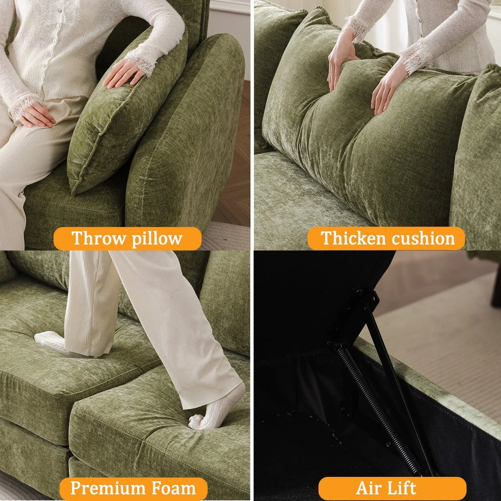 Nouveauté 2026 – Fauteuil d'appoint surdimensionné Rexulqo avec rangement intégré, confortable pour le salon, livré avec 2 coussins décoratifs, fauteuil rembourré style milieu du siècle, assise profonde de 62 cm, fauteuil de lecture pour chambre ou b