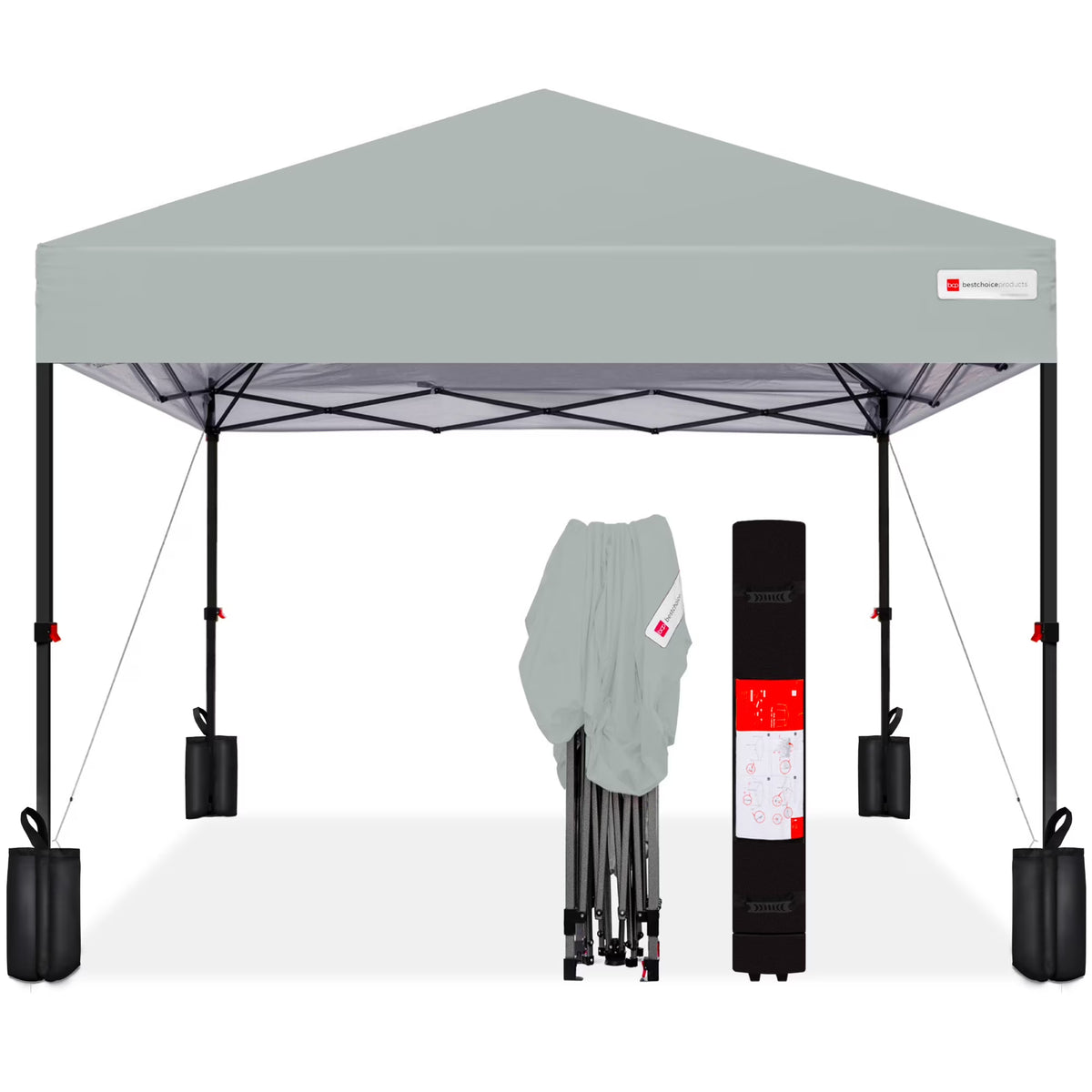 Nouveauté 2026 – Best Choice Products 3,66 m x 3,66 m - Abri pliant facile à monter avec installation en un clic, sac à roulettes et 4 sacs de lestage - Bleu marine
