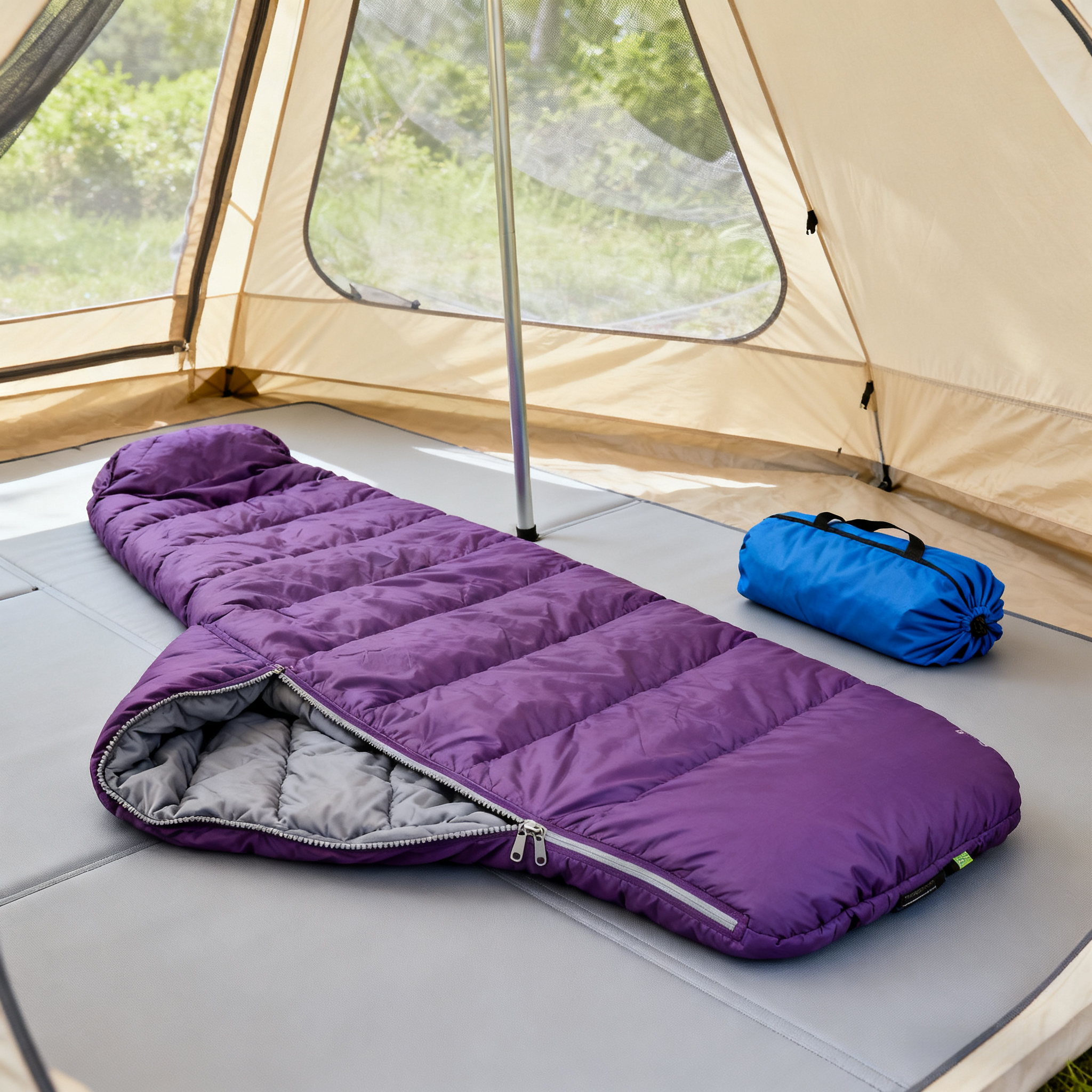 Purple & Gray Adult Sleeping Bag