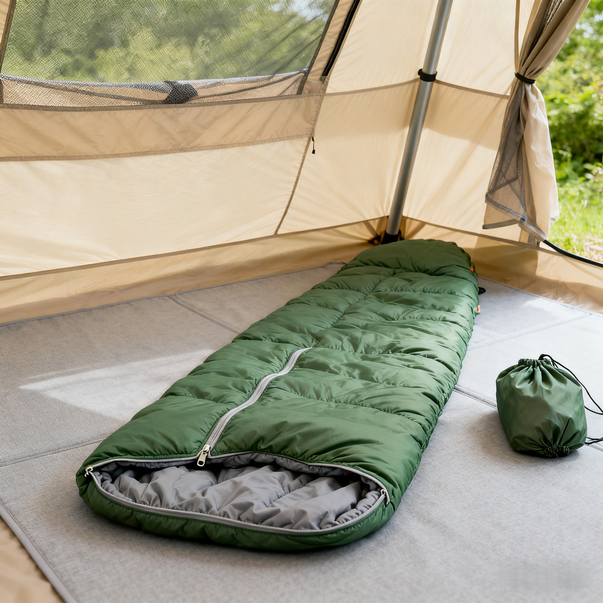 Green & Gray Adult Sleeping Bag