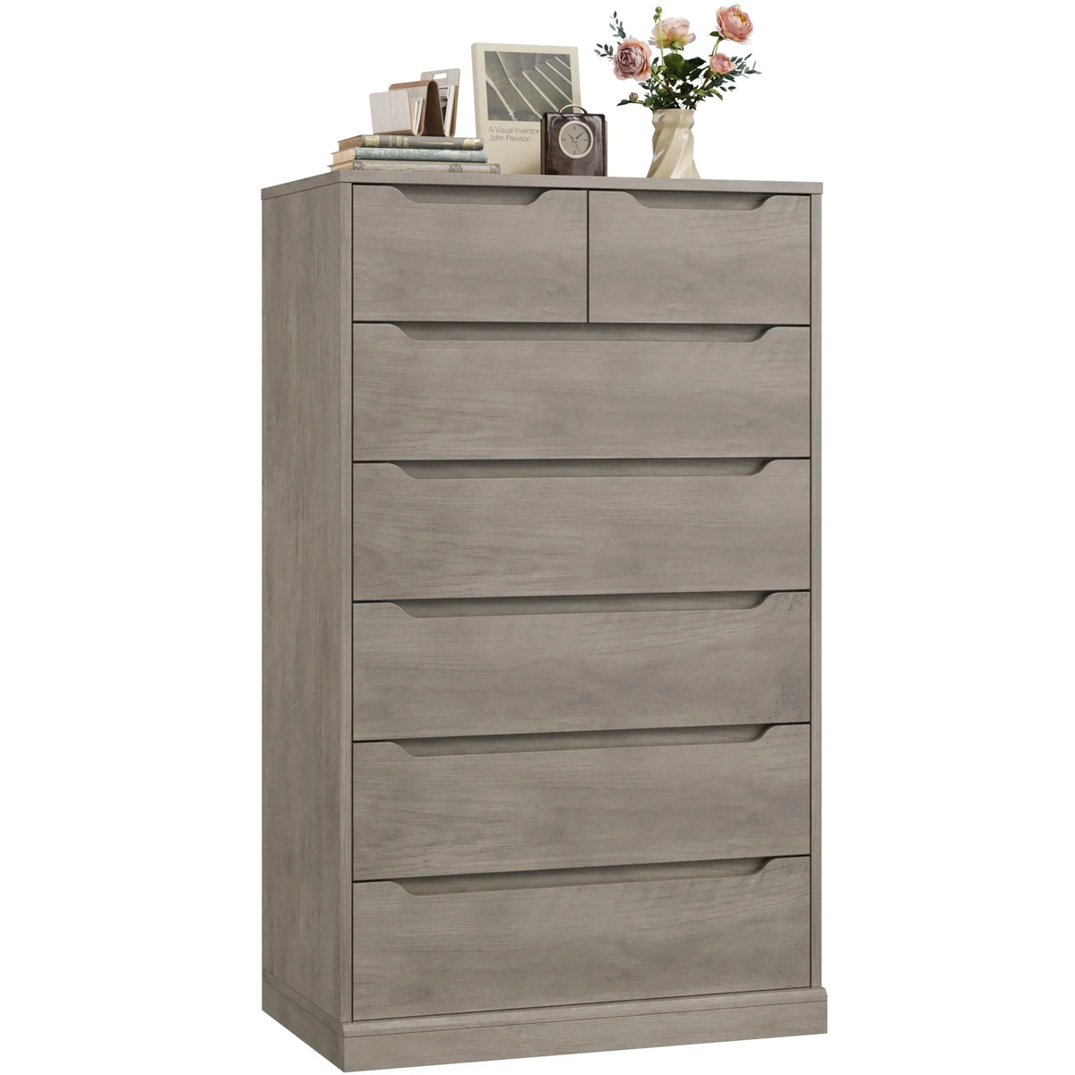 Nouveauté 2026 – Commode blanche Homfa 7 tiroirs, 130 cm de hauteur, meuble de rangement en bois avec base stable améliorée, commode verticale pour chambre ou salon