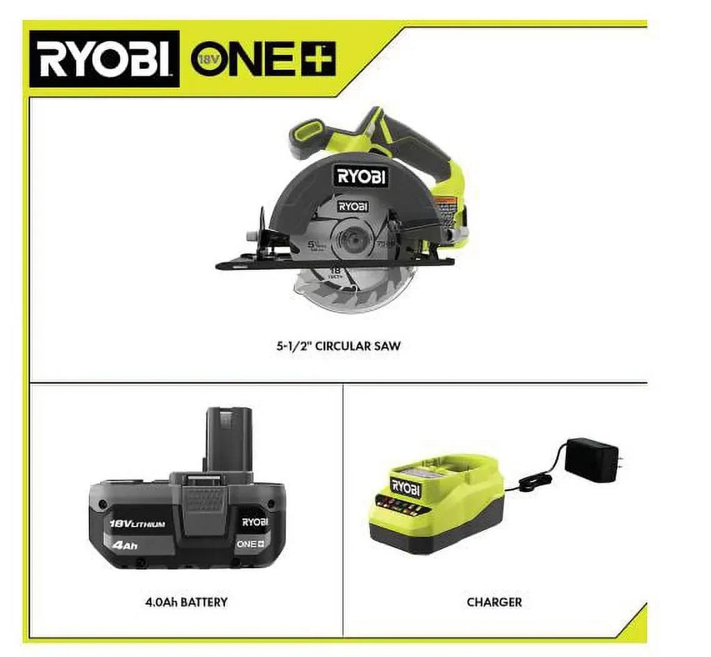 Nouveauté 2026 – Scie circulaire sans fil Ryobi 4A 18V 5,5 po, 4 700 tr/min