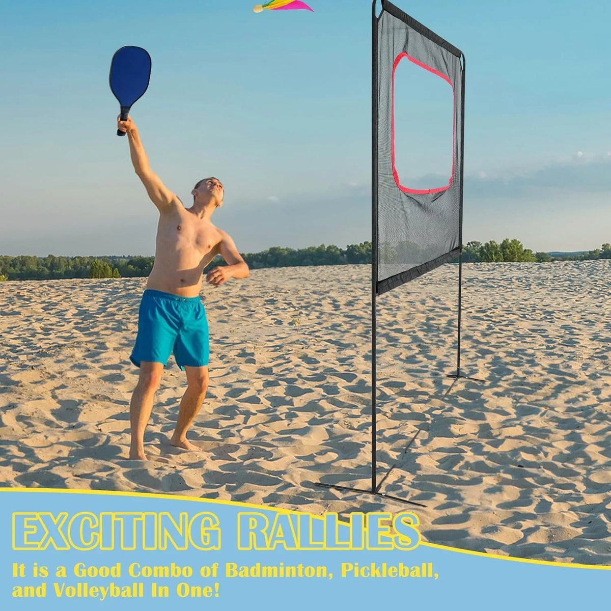 Nouveauté 2026 – Slsy Pickleball Portable avec Filet, un jeu de raquettes combinant pickleball, badminton, jianzi et tennis, jeux de jardin, sport d'intérieur et d'extérieur, jeux amusants pour enfants et adultes