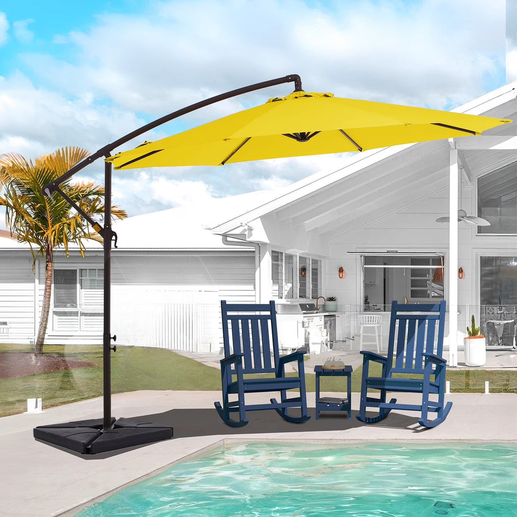 Nouveauté 2026 – Parasol déporté suspendu JUSTLET de 3 m (10 pi) robuste avec base en 4 pièces incluse, beige