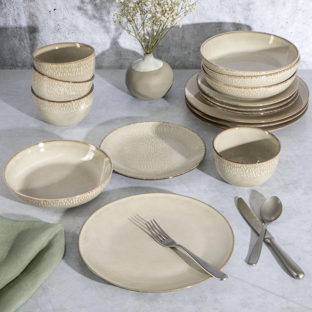 Nouveauté 2026 – Service de table 16 pièces Gibson Elite Matisse - Taupe