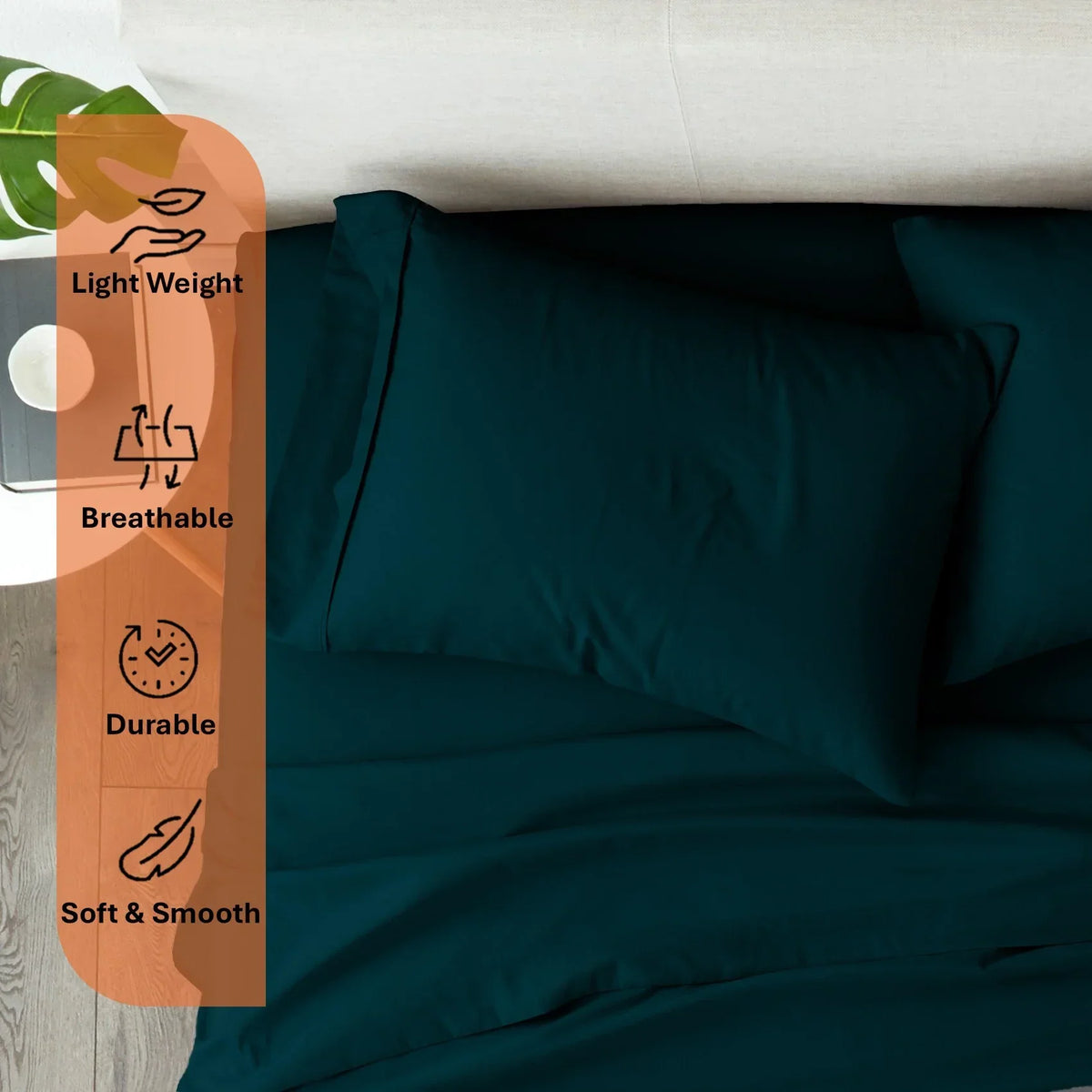 Nouveauté 2026 – Parure de lit 4 pièces en coton égyptien Giza 100 % (600 fils/cm²), drap-housse à bonnet profond de 38 cm, satin doux et respirant - Noir, 1 place
